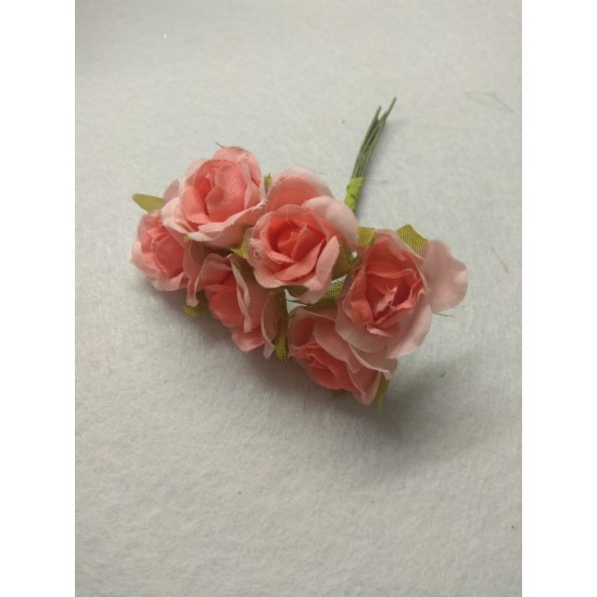 Цветы из ткани 2,5 см в пучках (6 шт) цв. персиково-розовый, цена за пучок